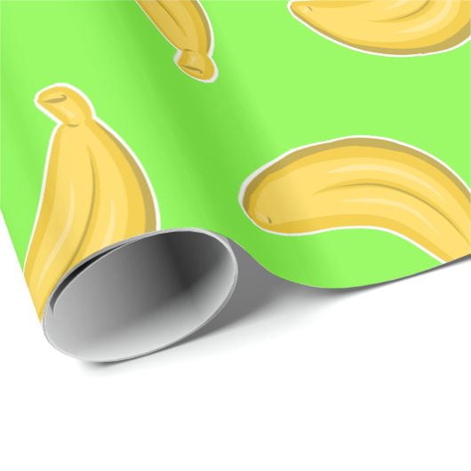 Gehende Bananen im Grün Geschenkpapier (Rolleneckpunkt)