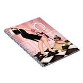 Gehende Chicdame ihr Mops Notizblock (Rechte Seite)