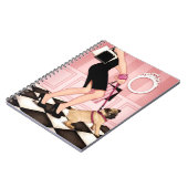 Gehende Chicdame ihr Mops Notizblock (Linke Seite)