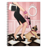 Gehende Chicdame ihr Mops Notizblock (Vorderseite)