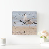 Gehende Möve Quadratische Wanduhr (Zuhause)