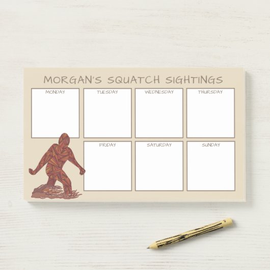 Gehende Sasquatch lustige Anvisieren Bigfoots Post-it Klebezettel (Auf Schreibtisch)