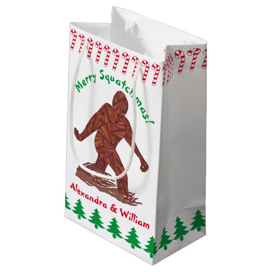 Gehende Sasquatch Zuckerstangen Z Bigfoot Kleine Geschenktüte (Rückseite Schrägansicht)
