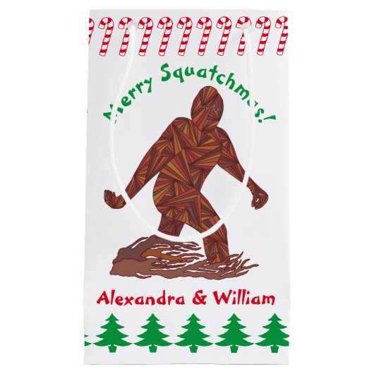 Gehende Sasquatch Zuckerstangen Z Bigfoot Kleine Geschenktüte (Vorderseite)