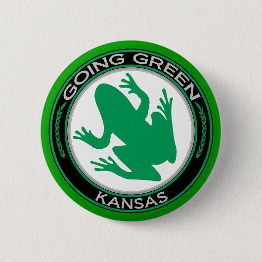 Gehender grüner Kansas-Frosch Button (Vorderseite)