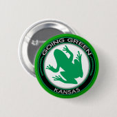 Gehender grüner Kansas-Frosch Button (Vorne & Hinten)
