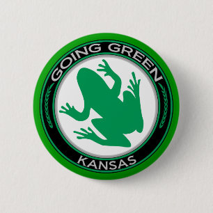 Gehender grüner Kansas-Frosch Button
