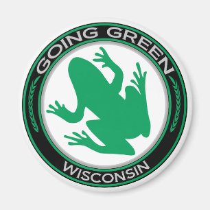 Gehender grüner Wisconsin-Frosch Magnet