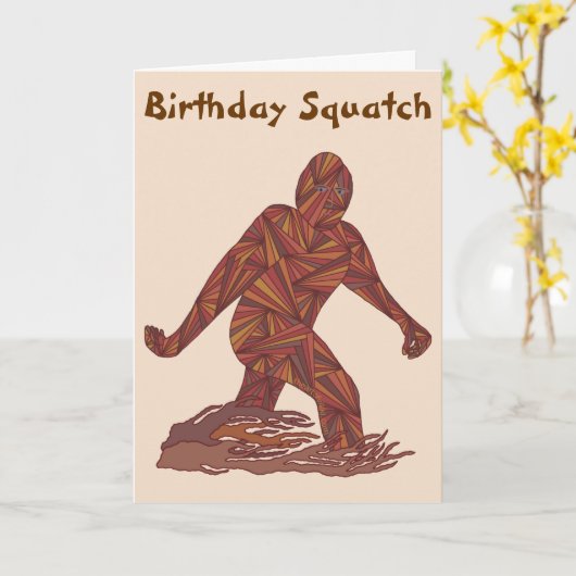Gehender Sasquatch lustiger Geburtstag Squatch Karte (Gelbe Blume)