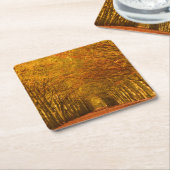 Gehender Weg durch den Wald im Herbst-Untersetzer Rechteckiger Pappuntersetzer (angewinkelt)