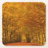 Gehender Weg durch den Wald im Herbst-Untersetzer Rechteckiger Pappuntersetzer (Vorderseite)