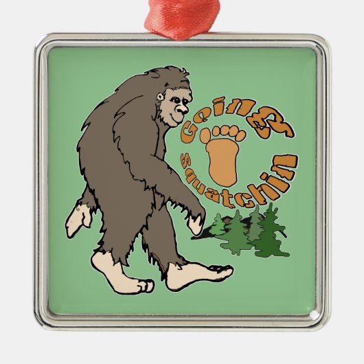Gehendes Squatchin Silbernes Ornament (Vorne)