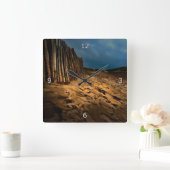 Gehendes Zuhause vom Strand Quadratische Wanduhr (Zuhause)