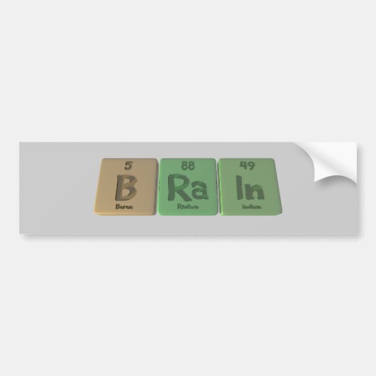 Gehirn als Bor-Radium-Indium Autoaufkleber (Vorne)