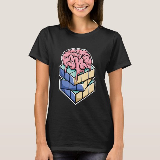 Gehirn auf Puzzle Cube Speed Cubing Cuber's T-Shirt (Vorderseite)