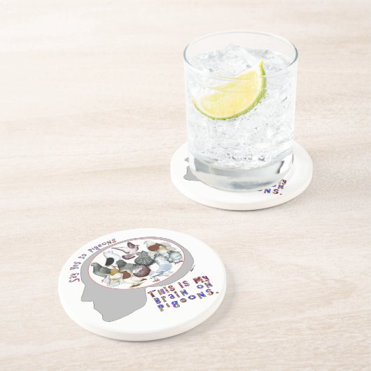 Gehirn auf Tauben Sandstein Untersetzer (Seite)