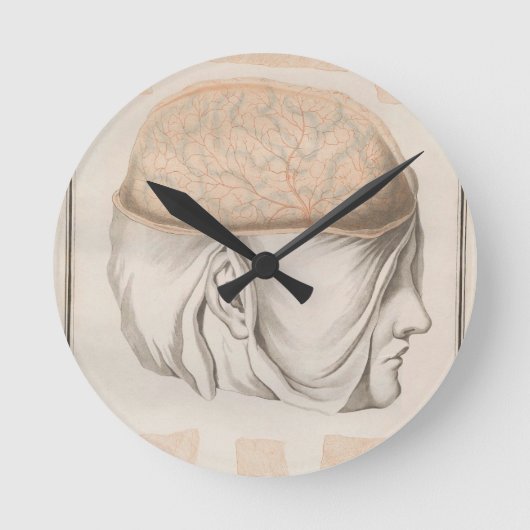 Gehirn Eins - Neuroanatomie Runde Wanduhr (Vorderseite)