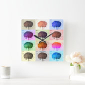 Gehirn/Farbe Quadratische Wanduhr (Zuhause)