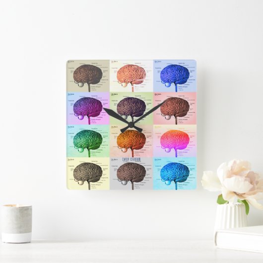 Gehirn/Farbe Quadratische Wanduhr (Zuhause)