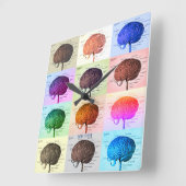 Gehirn/Farbe Quadratische Wanduhr (Winkel)