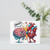 Gehirn gegen Herz-lustige Gefühle Postkarte (Stehend Vorderseite)