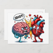 Gehirn gegen Herz-lustige Gefühle Postkarte (Vorne/Hinten)
