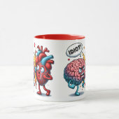 Gehirn gegen Herz-lustige Gefühle Tasse (Zentrum)