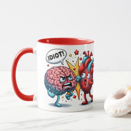 Gehirn gegen Herz-lustige Gefühle Tasse (Mit Donut)