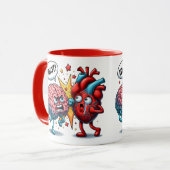 Gehirn gegen Herz-lustige Gefühle Tasse (Vorderseite Links)