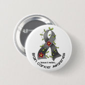 Gehirn-Krebs BLUMEN-BAND 1 Button (Vorne & Hinten)