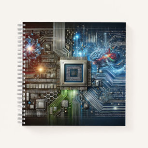 Gehirn-, Mikrochip- und neuronale Netzwerk-Design Notizblock