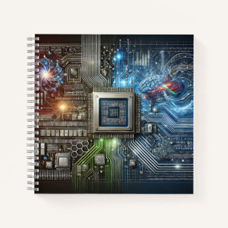 Gehirn-, Mikrochip- und neuronale Netzwerk-Design Notizblock