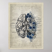 Gehirn mit Blume Neuroscience Themendesign Poster (Vorne)