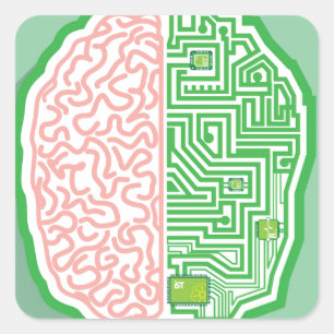 Gehirn-Stromkreisvektor Quadratischer Aufkleber