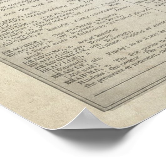 Gehirnanatomie Wörterbuchkunst mit Blume Poster (Ecke)