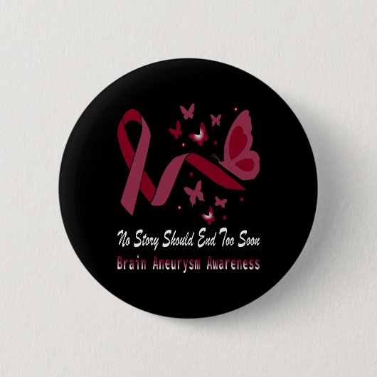 Gehirnaneurysm-Awareness Butterfly Burgundy Ribbon Button (Vorderseite)
