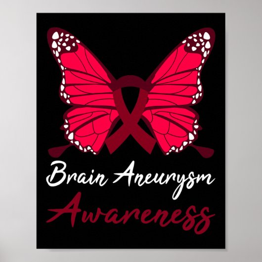 Gehirnaneurysm-Awareness Butterfly Burgundy Ribbon Poster (Vorne)