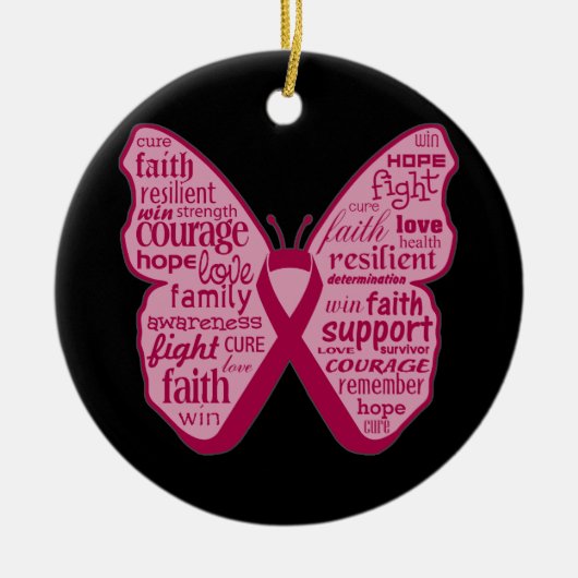 Gehirnaneurysm-Awareness Butterfly Ribbon Keramikornament (Vorne)