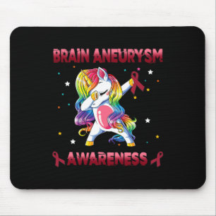 Gehirnaneurysm-Awareness Unicorn Dabbing Burgund Mousepad
