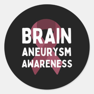 Gehirnaneurysma Awareness Burgundy Ribbon Aneurysm Runder Aufkleber