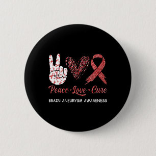 Gehirnaneurysma Awareness Peace Liebe Cure Leopard Button