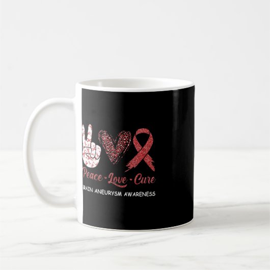 Gehirnaneurysma Awareness Peace Liebe Cure Leopard Kaffeetasse (Links)