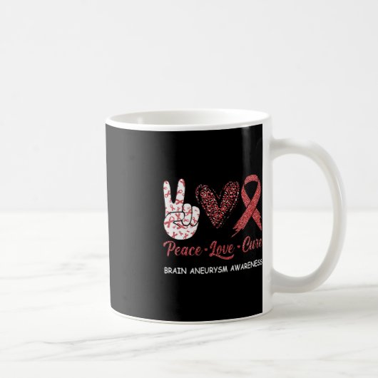 Gehirnaneurysma Awareness Peace Liebe Cure Leopard Kaffeetasse (Rechts)