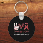 Gehirnaneurysma Awareness Peace Liebe Cure Leopard Schlüsselanhänger (Rückseite)