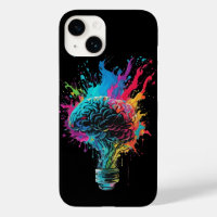 Gehirndesign mit farbenfroher Bulb-Explosion