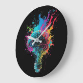 Gehirndesign mit farbenfroher Bulb-Explosion Große Wanduhr (Winkel)