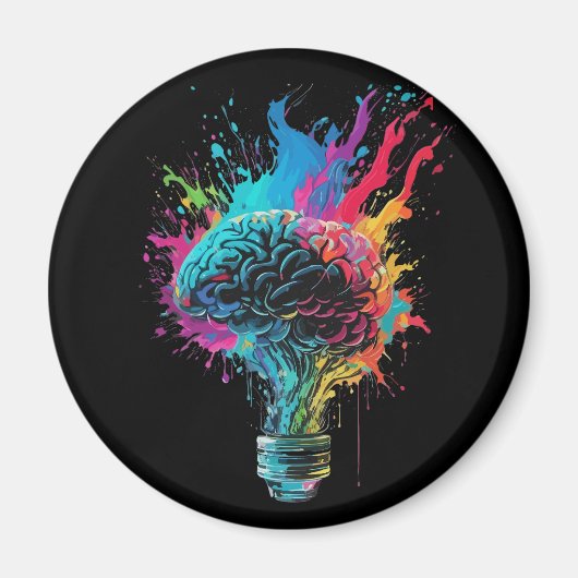 Gehirndesign mit farbenfroher Bulb-Explosion Magnet (Vorne)