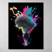 Gehirndesign mit farbenfroher Bulb-Explosion Poster (Vorne)