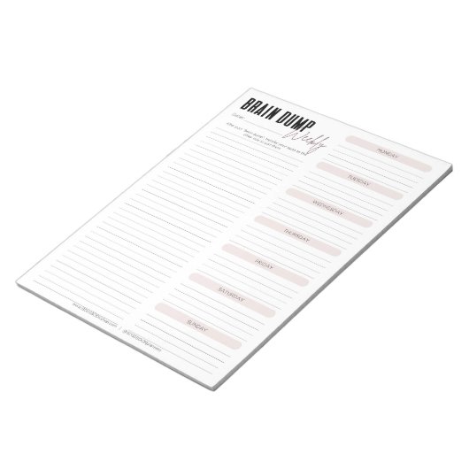 GEHIRNDUMP | wöchentlich blush Notizblock (angewinkelt)