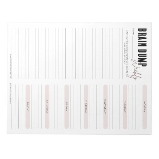 GEHIRNDUMP | wöchentlich blush Notizblock (Vorderseite)